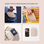 Satechi Passport Holder for Travel with Find My, Passport Cover with 4 Card Holder, Wireless Charging, and RFID protection – Travel Essential Vegan Leather Passport – Desert Rose
