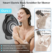 Electric Back Scrubber for Shower - Wall Mounted Exfoliating Brush, Hands-Free Automatic Body Scrubber, IPX7 Waterproof, 3-Speed Adjustment, 3 Replaceable Heads with 50pcs Disposable Shower Caps-Black