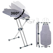Dazzl 360° Dual-Sided Iron Board - Torso-Shaped Ironing Board Full Size with 8-Level Adjustable Height, Rotatable & Detachable Iron Holder, Garment Clips - HDPE Heat-Resistant Surface