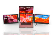 Aura Displays Triple Boost 14” Pro | Premium Triple Portable Monitor Extender | Full Aluminum | Quad Screens | 3×14” FHD 1080P HDR IPS | USB-C & HDMI | Compatible with 11”-18” Laptops