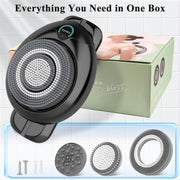 Electric Back Scrubber for Shower - Wall Mounted Exfoliating Brush, Hands-Free Automatic Body Scrubber, IPX7 Waterproof, 3-Speed Adjustment, 3 Replaceable Heads with 50pcs Disposable Shower Caps-Black