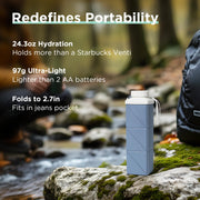 Mefold POMKAKA Collapsible Water Bottles 24.3oz(720ml), 2nd Generation Leakproof BPA-Free Travel Water Bottle,Lightweight Reusable Water bottle for Travel Cycling Gym Camping Sports,Blue