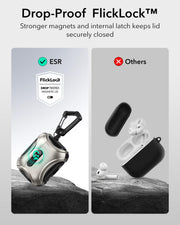 ESR for AirPods Pro 3 Case (2025), Compatible with Airpods Pro 3rd Generation Case (USB-C Cable), Effortless MagSafe, Drop-Proof Lock, Easy Open, Cyber Series, Titanium