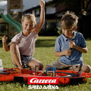 Carrera Speed Arena Disney Pixar Cars - Portable Slot Car Race Track Includes 2 Cars Lightning McQueen and Dinoco Cruz - Battery-Powered Beginner Toy Racing Set for Kids Ages 3 Years and Up