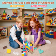 DQVTIC Wooden Russian Blocks Puzzle, 3D Colored Wooden Stacking Jigsaw Puzzle Toy, Montessori STEM Educational Toys, 42Pcs Blocks Brain Teaser Board Game Boys Girls Activity Kids Gift for Toddlers 3+
