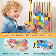 DQVTIC Wooden Russian Blocks Puzzle, 3D Colored Wooden Stacking Jigsaw Puzzle Toy, Montessori STEM Educational Toys, 42Pcs Blocks Brain Teaser Board Game Boys Girls Activity Kids Gift for Toddlers 3+