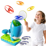 Flying Disc Launcher Outdoor Toys with 1 Whale Launcher, 24 Flying Discs, 2 Butterfly Nets and 2 Protective Glasses, Outside Toys for Kids Ages 3-5 6-8 Boys Girls Chasing Catching Games Birthday Gifts