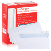 Zzrywuty #10 Letter Size Mailing Envelopes for Business, 500pcs Self Seal Windowless Security Envelopes 4-1/8 x 9-1/2 Inch White 24LB Paper