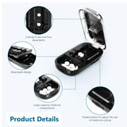 Pill Cutter Splitter for Small and Tiny Pills - 1/2 & 1/4 Adjustable Pill Splitter with Centering Device for Cutting Multiple Pills, Accurate Alignment and Easy to Use (Black)