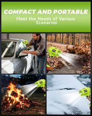 Seese Pro Blower, Seese Handheld Cordless Turbo Jet Blower 1000g, Ultra-Light, Ultra-Powerful, 1200 Cfm Airflow, 50 Minutes Runtime, for Car/Lawn/Garage Cleaning and Snow Removal (2 Battery Set)