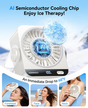 KIMMOO USB Desk Fan for Bedroom, 199 Speeds Turbo Airflow, Portable Fan with Ice Cooling, Digital Display Quiet Table Fan, 270° Rotating Small Rechargeable Battery Desktop Fans for Home Office (White)