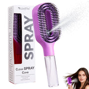 Hair Brush with Water Spray Mister - 2-in-1 Detangling Brush with Built-in Fine Mist, Portable Wet & Dry Styling Tool for Smooth, Frizz-Free Hair - Quick Refresh for Women & Girls On-The-Go(1 Purple)