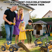 Mudsterz Excavator, 2025 New Mudsterz Trucks with Cool Lights and Sounds, Complete Control Over The Construction Site, Alloy Material, 2.4ghz Remote, Little Builders, Big Action (A+B+C+D)
