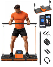 Smart Portable Home Gym Strength Training Workout Cable Machine, All in one Gym,Functional Full Body Fitness Equipment, 220LBS Resistance,Compact for Travel,Small Space & Home Exercise Orange