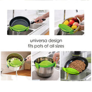 2 Pcs Clip on Strainer, Pot Strainer for Pasta Meat Vegetables Fruit, Silicone Strainers - Fit All Pots Bowls.