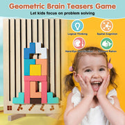 DQVTIC Wooden Russian Blocks Puzzle, 3D Colored Wooden Stacking Jigsaw Puzzle Toy, Montessori STEM Educational Toys, 42Pcs Blocks Brain Teaser Board Game Boys Girls Activity Kids Gift for Toddlers 3+