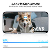 Indoor Camera Robot, 2k 5g/2.4ghz WiFi Pet Robot Cam with Phone App EseeCloud, 360 PTZ Nanny Cam Dog Cam with Audio/Video, Spy Camera 2-Way Audio Motion Tracking 7/24 Night Vision