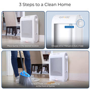 EyeVac Pro Touchless Vacuum Automatic Dustpan - Ultra Fast & Powerful - Great for Sweeping Salon Pet Hair Food Dirt Kitchen, Corded Canister Vacuum, Bagless, Automatic Sensors, 1400 Watt (White)