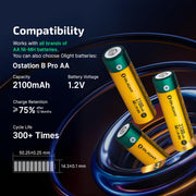OLIGHT Ostation X Battery Charger Exclusively for Rechargeable AA NiMH Comes with 32 Batteries, 3 in 1 Design, Charging&Testing&Storage, No Polarity Check Needed, Bad Battery Detection, APP Control