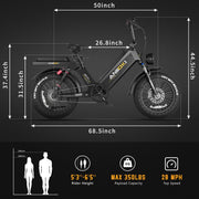 ANIIOKI eBike,AQ177 PRO MAX Electric Bike,48/52V 60Ah Electric Commuting Bike,200Miles Long Range, Peak 1200W Power Ebike, Electric Bicycle for Adults