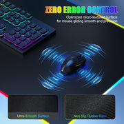 Mouse Pad with Phone Holder, Wireless Charging Desk Mat, RGB Gaming Mousepad Home Office Large Desk Pad with Ultra-Smooth Surface, Non-Slip Base, Waterproof Keyboard Pad, Classic Black Desk Mat