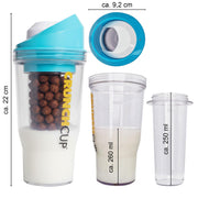 CRUNCHCUP XL Blue - Portable Plastic Cereal Cup for Breakfast On the Go, To Go Cereal and Milk Container, No Spoon or Bowl Required