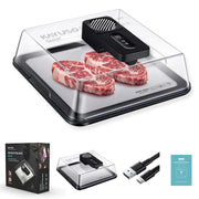 Defrosting Tray for Frozen Meat, USB Rechargeable Meat Defrosting Box with Lid, Aluminum Defrosting Tray BBQ, Airflow Technology, Non Stick Easy to Clean (Black)