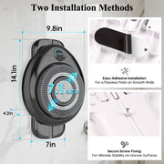 Electric Back Scrubber for Shower - Wall Mounted Exfoliating Brush, Hands-Free Automatic Body Scrubber, IPX7 Waterproof, 3-Speed Adjustment, 3 Replaceable Heads with 50pcs Disposable Shower Caps-Black