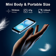 BLKE Max Mini Phone Unlocked World's Smallest 3.0" HD Touch Screen Mini Smartphone Android Compact Mobile Phone for Kids &Students Cell Phone wih Quad-Core Dual SIM Face lD2GB+16GB Pink