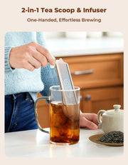 Feelife Tea Infuser for Loose Leaf Tea, 2-in-1 Tea Scoop Infuser Fine Mesh Tea Strainers for Loose Tea Single Cup, 304 Stainless Steel Loose Leaf Tea Steeper