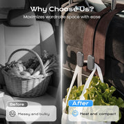 DSACL 2 Pcs Car Seat Back Storage Hook, 2026 New Heavy Duty Headrest Hooks for Car, Durable Car Seat Hooks Holder Organizer for Purse Bags Handbags Interior Accessories (Black)