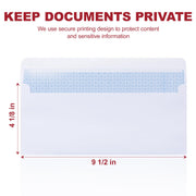 Zzrywuty #10 Letter Size Mailing Envelopes for Business, 500pcs Self Seal Windowless Security Envelopes 4-1/8 x 9-1/2 Inch White 24LB Paper