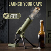 51mm Mortar Bottle Opener, Hands-Free Push Down Cap Launcher, Heavy-Duty Beer Bottle Opener, Funny Mortar-Shaped Bottle Opener with Cap Launcher, Home Bar Desk Decor Gift for Men Dad (Green)