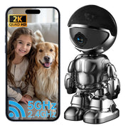 Indoor Camera Robot, 2k 5g/2.4ghz WiFi Pet Robot Cam with Phone App EseeCloud, 360 PTZ Nanny Cam Dog Cam with Audio/Video, Spy Camera 2-Way Audio Motion Tracking 7/24 Night Vision