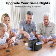 BATURU 2-in-1 Automatic Card Shuffler and Dealer, 360°/180° Rotating, No Jams, Ultra Quiet, LCD Screen, 5200mAh, Adjustable Deal Distance, Supports 12 Players, 4 Remotes, for Poker Game Nights