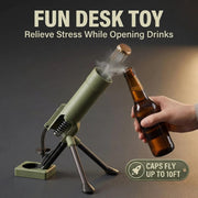 51mm Mortar Bottle Opener, Hands-Free Push Down Cap Launcher, Heavy-Duty Beer Bottle Opener, Funny Mortar-Shaped Bottle Opener with Cap Launcher, Home Bar Desk Decor Gift for Men Dad (Green)