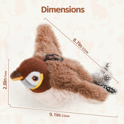 LIFLIX Interactive Cat Toys, Rechargeable Chirping Flapping Bird(no Flying) with Catnip for Indoor Cats, Touch Activated, Plush Kitten Exercise Toys (Brown Sparrow)