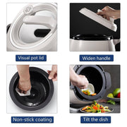 Portable Automatic Stir Fry Cooker, 2000W 6L Automatic Cooking Machine, One-Click Smart Start, Three Speed Adjustable, 360° Automatic Rotation, for Stir Frying, Stewing