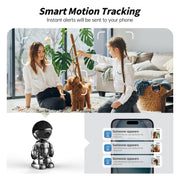Indoor Camera Robot, 2k 5g/2.4ghz WiFi Pet Robot Cam with Phone App EseeCloud, 360 PTZ Nanny Cam Dog Cam with Audio/Video, Spy Camera 2-Way Audio Motion Tracking 7/24 Night Vision