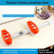 2026 Creative Wall Hanging Tool with Level, Picture Hanging Leveling Tool & Picture Hanging Ruler with Level, Bubble Level & Marking Guide for Wall Art, Mirrors, Shelves (orange)