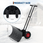 Garvee Large 40in W Heavy Duty Snow Shovel with Ergonomic Handle for Driveway, Push Snow Plow Shovel with Adjustable Handle, Angled Blade and Wheels, Snow Removal for Driveway, Courtyard