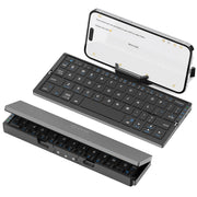 SIKAI CASE Foldable Bluetooth Keyboard with Magnetic Stand,Aluminum Alloy Mini Quiet Folding Portable Lightweight Travel Rechargeable Pocket for Tablet,iPad, Phones, Black