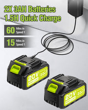 Portable Pressure Washer Cordless 2 Batteries - 1200PSI Brushless Battery Powered Power Washer with 6-in-1 Nozzle, Foam Cannon, 3 Power Level, Hand Held Pressure Washer for Cars Patio Driveway