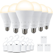 DEBAOBULB 6 Pack Rechargeable Emergency Light Bulbs, Battery Powered Energy Efficient LED Light Bulb 3000K Warm E26 120 Volt 9W 60W Equivalent with 1200mAh for Home Power Outage Camping Hurricane