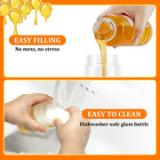 Aelga Glass Honey Dispenser No Drip - 9 OZ Honey Pot Honey Jar with Handle - Maple Syrup Dispenser