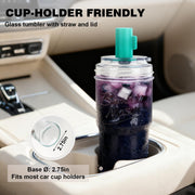 ANOTION 2pc Glass Tumbler with Lids and Straws, Leakproof 24oz Mason Jar Cups, Cap Cup Leak-Proof, Self-Assembly Silicone Straw, Reusable Iced Coffee Smoothie Matcha Cup Aesthetic Coffee Gifts Women