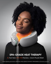 Bluvol Nest 10 Ultra Immersive Heated Neck Massager Pillow, Therapist-Style Deep Tissue Pain Relief, 360° Spatial Audio, Cordless Massager for TV Watching, Gaming, Office Work, Silver