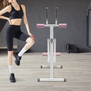 Ab Workout Machine, Dual Track Adjustable Abdominal Trainer with LED Monitor, 3 Level Core Toner Foldable Fitness Equipment with 330lb Load Capacity, Waist Cruncher for Home Gym Office Workout (Pink)