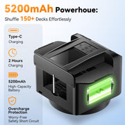 BATURU 2-in-1 Automatic Card Shuffler and Dealer, 360°/180° Rotating, No Jams, Ultra Quiet, LCD Screen, 5200mAh, Adjustable Deal Distance, Supports 12 Players, 4 Remotes, for Poker Game Nights