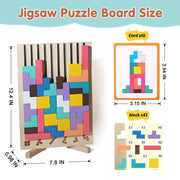 DQVTIC Wooden Russian Blocks Puzzle, 3D Colored Wooden Stacking Jigsaw Puzzle Toy, Montessori STEM Educational Toys, 42Pcs Blocks Brain Teaser Board Game Boys Girls Activity Kids Gift for Toddlers 3+
